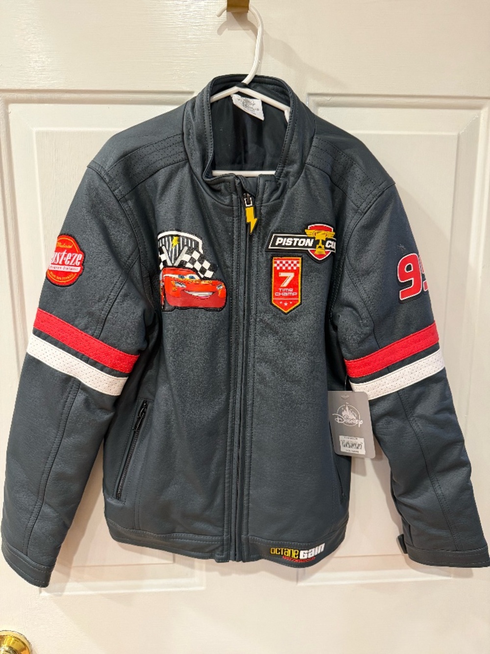 NWT Lightning McQueen leather bomber jacket - Disney Store - Boys 7/8